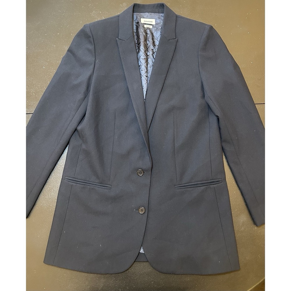 Maison Zadig And Voltaire Navy Blue Blazer With Viva‎ Skull Size 38 US 8, 10